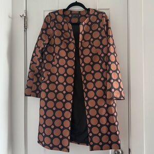 Anonyme mod retro brown & pink circle print lightweight jacket - size Small (S)